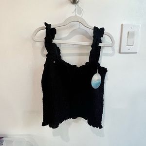 Black Ruffle Tank Top Fitted